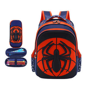 Spiderman Fashionable Anti-Theft <b>Waterproof</b> <b>Backpack</b> for Boys Geometric Pattern Zipper Closure Mesh Polyester Lining Material - Product Image 5