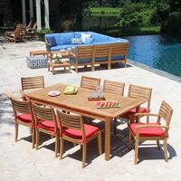 Ensemble de table à manger de jardin Ensemble de salle à manger d'extérieur moderne Ensemble de meubles de salle à manger de jardin en bois de teck massif
