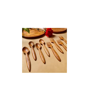 Meilleur ensemble cuillère fourchette en bois de 2 couverts à salade ensemble d'ustensiles de cuisine en bois d'acacia fournitures et articles de table de qualité supérieure personnalisés - Product Image 5