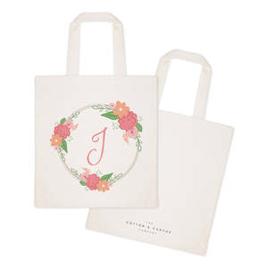 Personalized Open Closure Monogram Floral Cotton Canvas Tote Bag Available in Colored Options - Product Image 2
