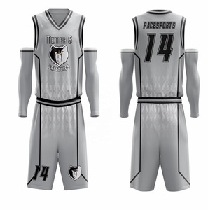 Conjunto de Uniforme de Baloncesto Sublimado Personalizado, Gris Azul, Cuello en V, Sin Mangas, Malla Transpirable, para Adultos, Nombre del Equipo 00, Secado Rápido - Product Image 4