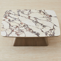 Großer Premium Massivholz Handgefertigter Moderner Couchtisch mit Marmor-Einlage Luxus Wohnzimmer Zuhause Hotel und Restaurant