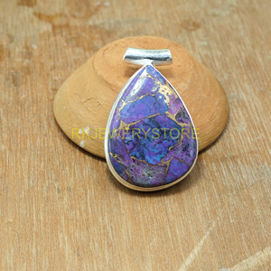 Pendentif en pierre précieuse turquoise cuivre violet naturel, pendentif en argent sterling 925 fait à la main, pendentif en pierre violette, pendentif turquoise, cadeau - Product Image 4