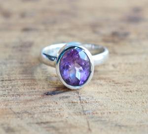 Bague en pierre précieuse d'améthyste Bijoux pour femmes Bijoux en argent style Boho Argent sterling 925 Tendance Bague faite main Cadeau pour elle - Product Image 4