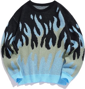 Cardigan boutonné patchwork coloré unisexe, pull confortable, streetwear esthétique, doux, chaud, anti-rides, noir, bleu - Product Image 1