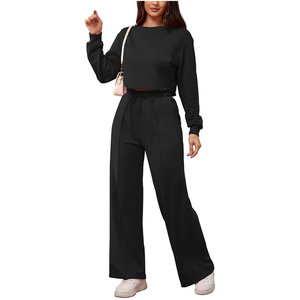 Nouveau survêtement élégant à logo personnalisé, hauts courts et survêtement de jogging, ensemble 2 pièces, survêtements en velours pour femmes - Product Image 2
