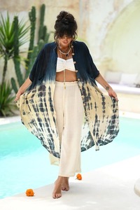 แจ็กเก็ตแบบมีกระดุมสำหรับ100% ผ้าคอตตอนมัดย้อมระบายอากาศได้ดีซักได้น้ำหนักเบาสไตล์กิโมโนสำหรับเทศกาลท่องเที่ยวแบบลำลอง - Product Image 2