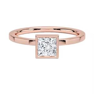 แหวนหมั้นเพชรโมอิสสีเงินสเตอร์ลิง925คลาสสิกสำหรับผู้หญิงประดับเพชรโมอิสขัดฟันแบบเจ้าหญิงพร้อมฝัง - Product Image 4