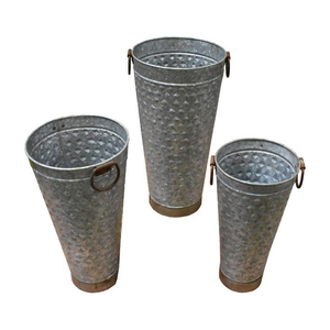 Maceta de mesa de hoja de metal con acabado pulido brillante, diseño martillado, forma redonda, buena calidad para decoración de jardín - Product Image 6