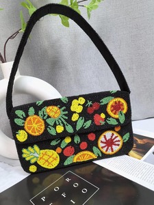 Bolso de Noche de Algodón Tejido con Cristales de Diamante, Bolso de Mano con Cuentas Personalizadas en Colores Mixtos, Estilo Clásico Informal para Fiestas - Product Image 5