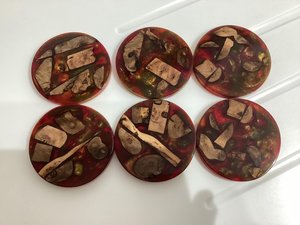 New Collection Round Wooden and <b>Clear</b> <b>Resin</b> Stone Coasters Durable Drink Coasters for Hotel Rooms, Restaurants, Offices, and - Product Image 6