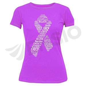 Personnalisé écologique 100% coton 180 grammes tricoté tissu sportif T-Shirts anti-boulochage motif imprimé décontracté cancer du sein - Product Image 6