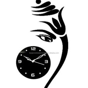 Уникальные настенные часы красивая девушка лицо печать пластиковые настенные часы
