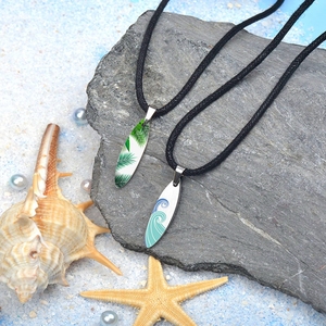 Colliers en acier inoxydable pour planche de surf, collier Tabla De Surf, bijoux sur le thème de l'océan, colliers de surf, colliers en cuir noir pour hommes - Product Image 2