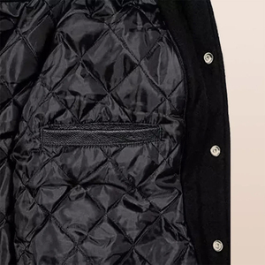 Veste universitaire de baseball confortable en laine avec manches en cuir de couleur marron manteau de laine d'hiver chaud avec logo personnalisé - Product Image 5