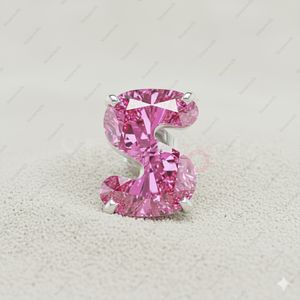 Regalos de Navidad, Pendientes de Diamante Rosa Cultivado en Laboratorio con Certificación GIA IGI, Letra del Alfabeto, Oro Fino, Plata de Ley 925 Chapada, para Él - Product Image 2