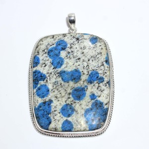 Colgante de jaspe K2 Natural de Plata de Ley 925, joyería de cabujón ovalado liso azul-verde con aplicación para la fabricación de joyas - Product Image 4