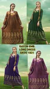 New Wholesale Rayon Embroidered Bohemian <b>Vintage</b> Floral Long Floor-Length Womens Maxi Elegant Fabric Intricate Thread Embroidery - Product Image 5