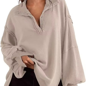 Sweatshirt for <b>Women</b> Fall Clothing for <b>Women</b> 2025 Trendy <b>Henley</b> Pullover Button Sweatshirts Tunic <b>Tops</b> <b>S</b>-2xl - Product Image 4