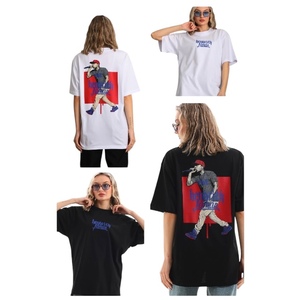 Camiseta Extra Grande, Estilo Urbano, Estampado Gráfico Vintage, Talla Grande, Algodón Grueso para Mujer - Product Image 3