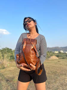 Nouveau sac à dos en cuir crunch pleine fleur sac à dos de Style Vintage véritable sac à dos fait main multi-usages cordon sacs à dos de voyage - Product Image 6