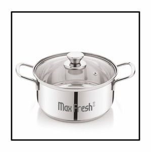 Marmite à soupe de qualité supérieure Maxfresh 24cm double oreilles poignée facile à saisir couvercle en verre base à induction écologique design moderne exportation - Product Image 1