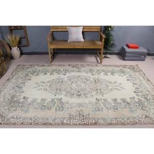 Turkish Vintage Rug, Large 5.6x9.3 ft (170x283 cm) Rug, <b>Brown</b> Floral <b>Wool</b> Rug - Product Image 3