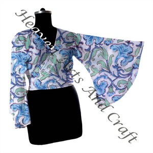 Hermosa blusa informal de algodón con estampado de bloque de algodón para mujer - Product Image 5