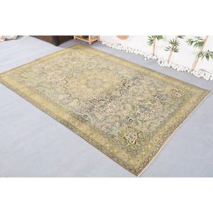 Tapis Vintage Turc Classique Vert Beige Laine 6.3 'X 9.5' Tapis En Peluche Fait Main Patchwork Latex Rectangle Couloir Nouveau Design - Product Image 4