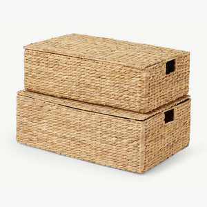 Modern <b>storage</b> <b>box</b> simple design water hyacinth container boxes handwoven <b>lidded</b> basket containers - Product Image 2
