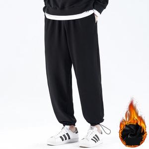 Pantalon de survêtement décontracté en tricot à cordon de serrage pour homme, drapé ample, couleur unie, polaire pour garder au chaud, pantalon de survêtement Harem pour homme, pantalon décontracté - Product Image 5