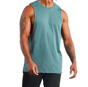Camiseta sin Mangas para Hombre, Mezcla de Algodón, Ligera, Chaleco de Gimnasio, Camiseta de Entrenamiento, Fabricante Mayorista - Product Image 1