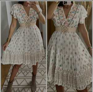 เดรสยาวสไตล์โบฮีเมียนสำหรับผู้หญิง ผลิตจากผ้าไหมโพลีเอสเตอร์ที่เป็นมิตรต่อสิ่งแวดล้อม ผ้าฝ้าย 100% สไตล์ลำลองและสำหรับงานปาร์ตี้ เดรสประดับตกแต่งสำหรับฤดูร้อน คุณภาพส่งออก - Product Image 2