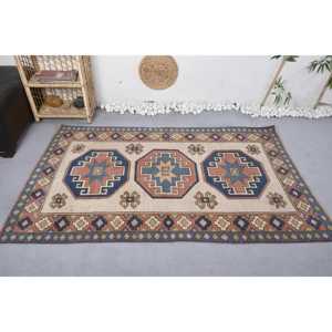 Tapis vintage 4x6,5 pi (122x198 cm), tapis oriental turc beige - Product Image 3