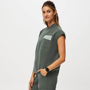Conjuntos de uniformes médicos profesionales con cuello levantado y diseño de manga corta para trabajo médico y clínico - Product Image 4