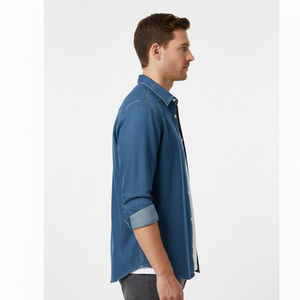 Camisa Vaquera Clásica para Hombre, Antiarrugas, Transpirable, con Corte Recto, Ligera, para Atuendos Modernos de Calle - Product Image 4