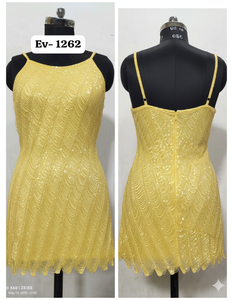 Blue Mini Dress Beautiful Beading V-Neck Natural Waistline Spaghetti Strap <b>Pattern</b> Short Club Dress for Parties - Product Image 5