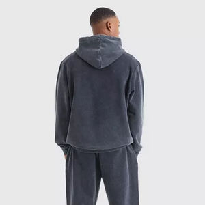 Sudadera con Capucha para Hombre al por Mayor, Estilo Urbano, 500 GSM, Algodón Grueso, Diseño Lavado Ácido, Bordado de Invierno, Tallas Personalizadas - Product Image 4