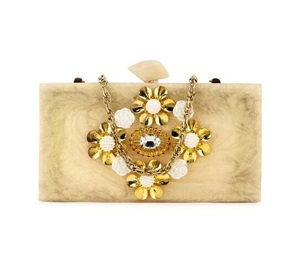 Bolso de mano de resina con adorno de flores doradas, bolso de mano de tipo personalizado de resina artesanal India para mujer, bolsos de mano promocionales - Product Image 1