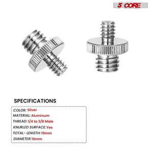 5 Core 3/8 to 1/4 Adapter 5Pcs <b>Camera</b> Mount Durable Tripod Screw Adapter for DSLR Monopod Microphone - Product Image 4