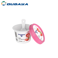 100ml 3oz venta al por mayor personalizado Deisn IML impreso PP plástico helado yogur pudín taza con tapa y cuchara