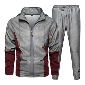 Ensemble de survêtement sport slim pour homme, séchage rapide, 100 % coton, uni, avec logo personnalisé, polaire d'hiver, vente en gros - Product Image 4