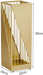Soporte de suelo creativo y ecológico para paraguas, no plegable, con ganchos y orificios de drenaje, 58x20x20cm, dorado, para herramientas manuales - Product Image 6