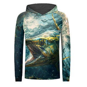 Sudadera con capucha de pesca de secado rápido con protección solar UPF50 + para hombre, camisa de poliéster de manga larga con estampado de sublimación, conjuntos transpirables - Product Image 3