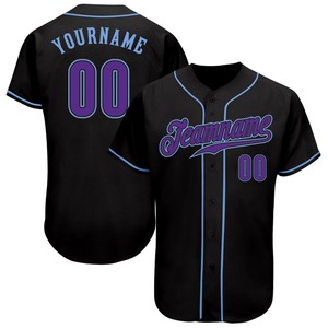 Camiseta de béisbol auténtica, ropa de equipo personalizada, negra, morada, azul claro, superventas - Product Image 1