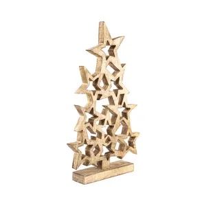 Décorations d'arbre de Noël en bois d'or pour la saison festive de Noël - Product Image 5