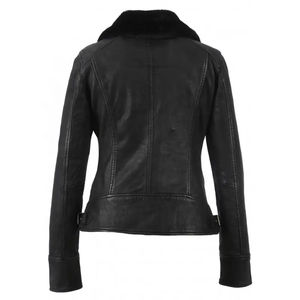 2025 OEM para mujer, chaqueta de motorista de cuero auténtico, chaqueta de oveja de cordero, chaqueta de cuero de motorista genuino de moda informal ODM - Product Image 5