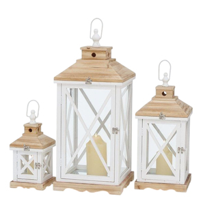 Design élégant Maison Hôtel Lanterne Décorative En Bois Bougeoir Première Qualité Bois Métal Top Lanterne Suspendue pour Noël - Product Image 6