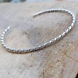 Women's Handcrafted Vintage Bahamian <b>Bracelet</b> Sterling Silver Plated Twisted Texture Stackable Bangle <b>Christian</b> Fashion Bangles - Product Image 1