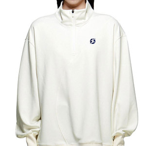 Winter Hip Hop Style Quarter Zip <b>Women's</b> Sweatshirts Polyester/Cotton Front Breathable Eco-Friendly Lined Drop-Shoulder Long - Product Image 3